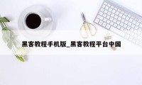 黑客教程手机版_黑客教程平台中国