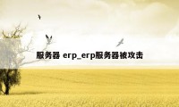 服务器 erp_erp服务器被攻击
