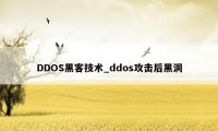 DDOS黑客技术_ddos攻击后黑洞